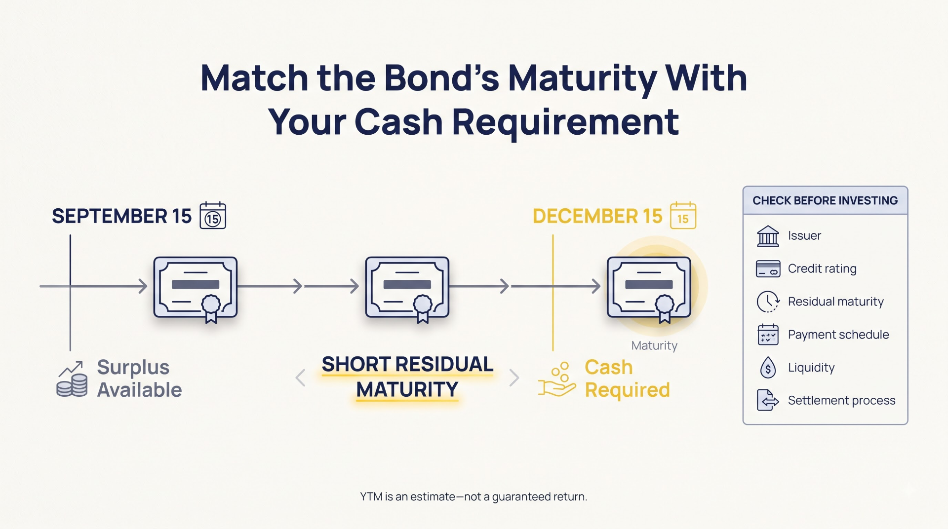 Matching a listed bond’s residual maturity with a short-term cash requirement