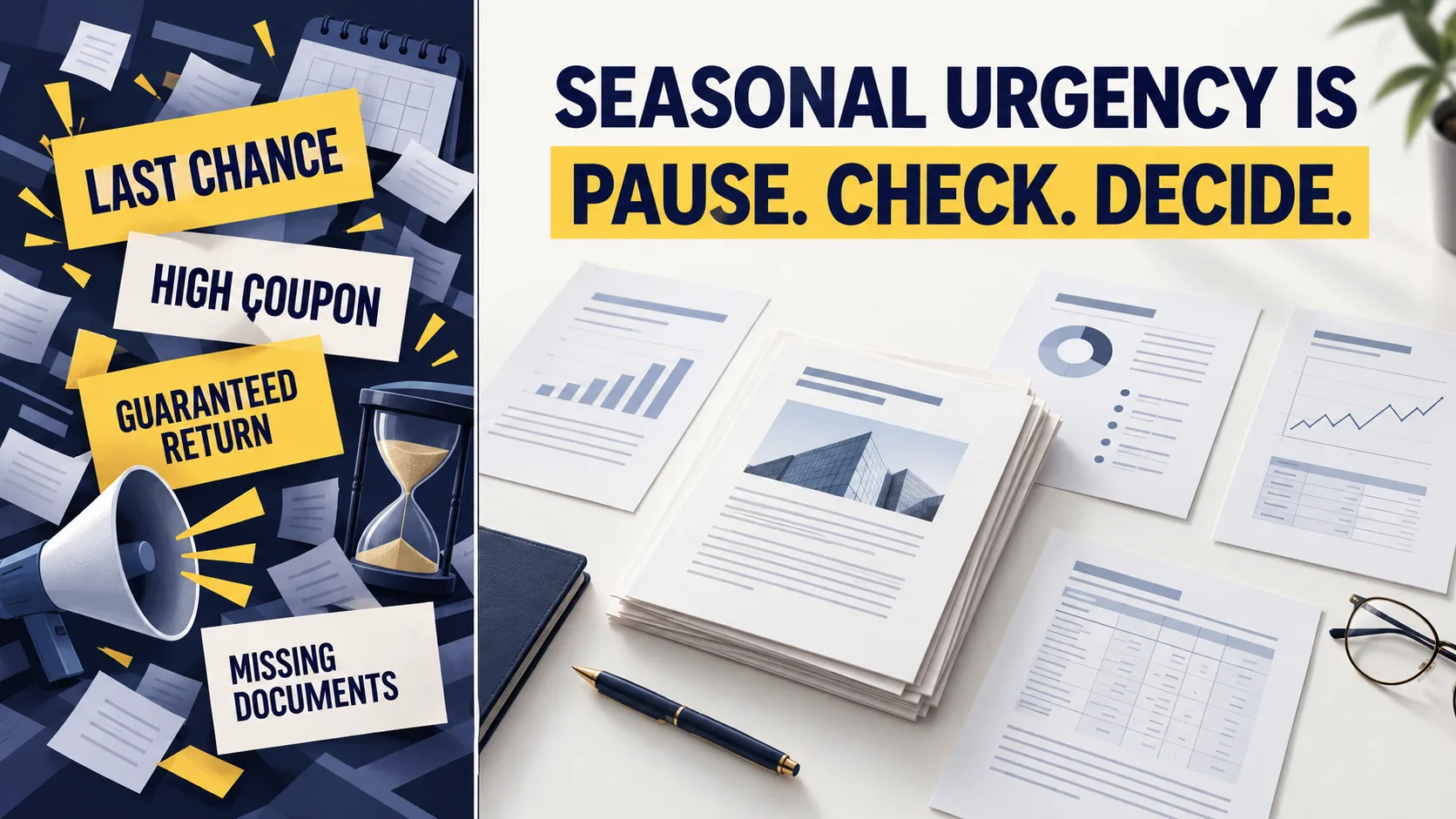 Seasonal urgency should not replace investment due diligence