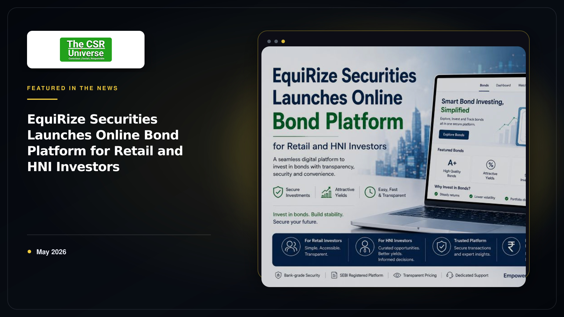 CSR Universe Features EquiRize's Sustainable Bond Platform | EquiRize